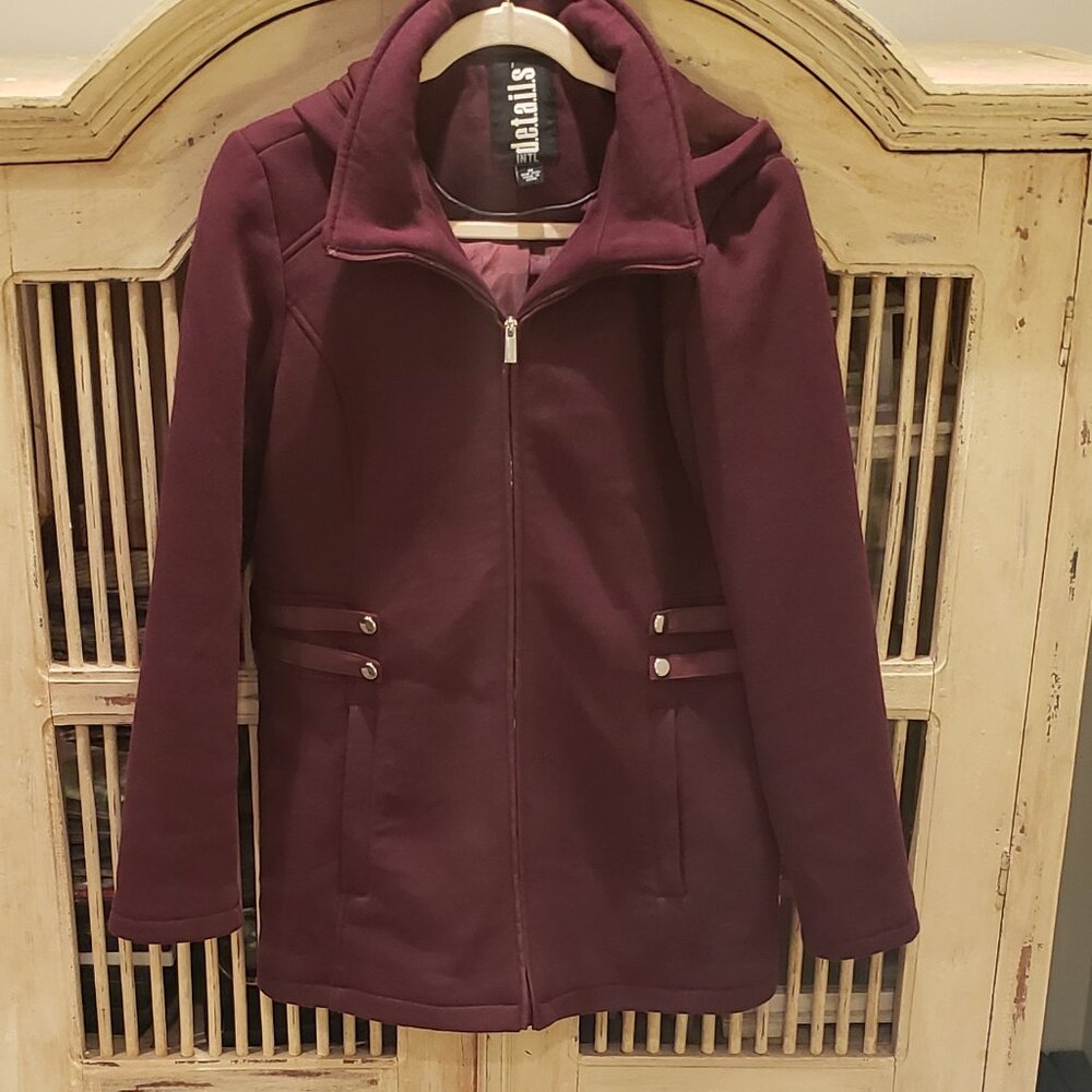 D.E.T.A.I.L.S. INT Cotton Poly Hooded Plum Colored Coat